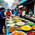 **

"A vibrant street food festival in Delhi, India. People are enjoying a variety of colorful and delicious-looking foods from different vendors. Focus on the diverse crowd, the appetizing dishes, and the lively atmosphere.  Fully clothed, appropriate content, safe for work, professional photography, high quality, perfect anatomy, natural proportions, modest attire."

**
