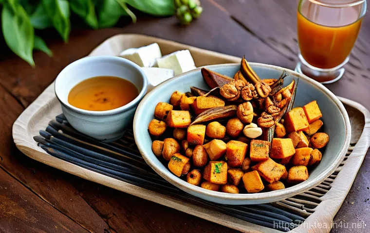 다과와 도시락 - A colorful and appealing children's bento-style lunchbox, open and resting on a cheerful, patterned ...